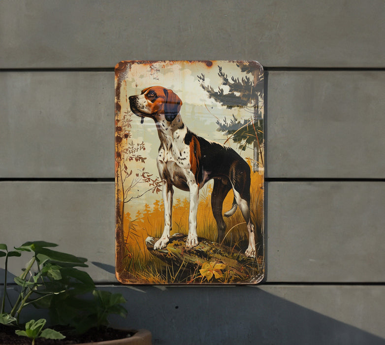 a painting of a dog on a wall next to a potted plant