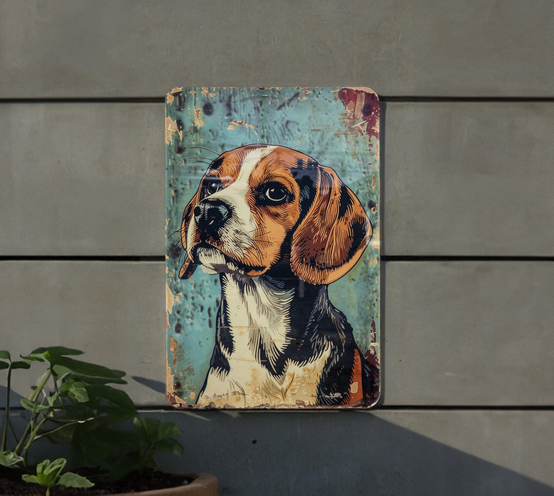 a painting of a dog on a wall