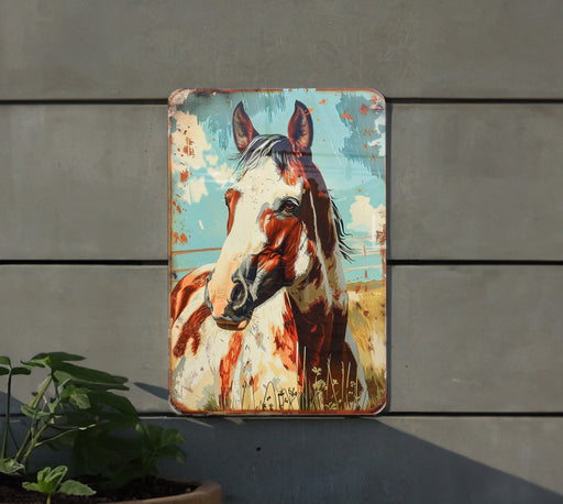 a painting of a horse on a wall