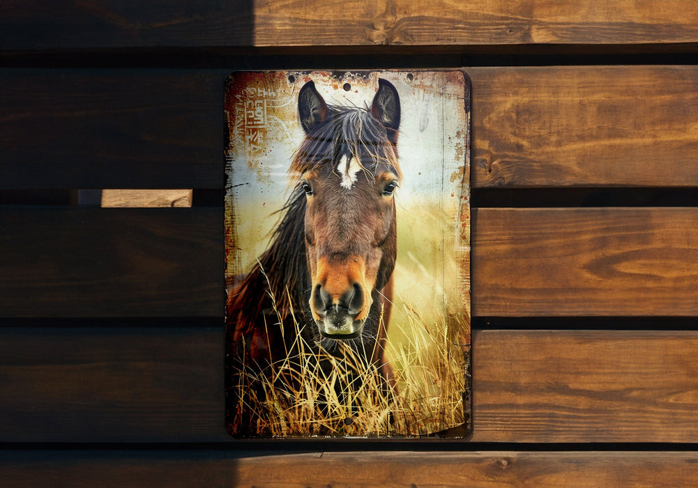 a picture of a horse on a wooden wall