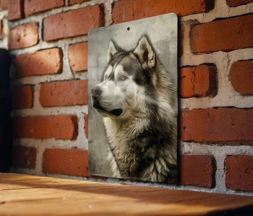 a picture of a dog on a brick wall