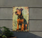a painting of a dog on a wall