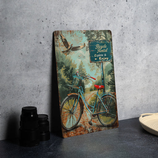 a picture of a bicycle on a table