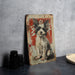 a picture of a dog sitting on a table
