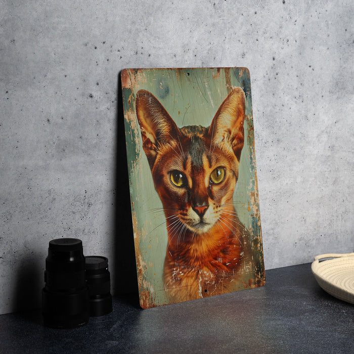a painting of a cat is on a table
