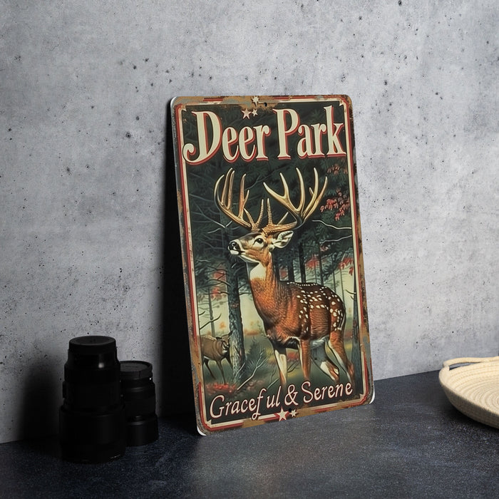 a deer park sign sitting on top of a table