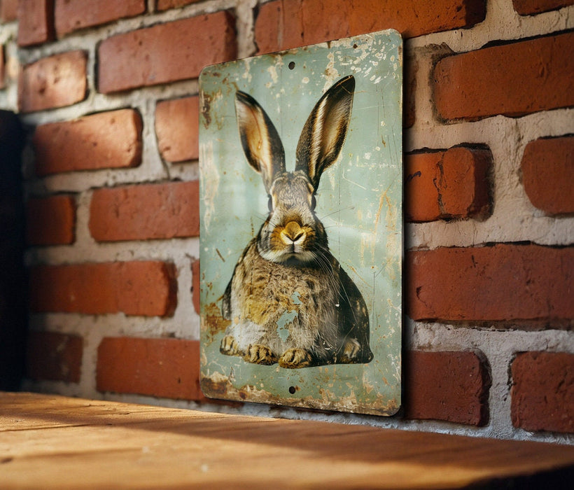 a picture of a rabbit on a brick wall