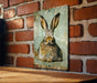 a picture of a rabbit on a brick wall