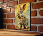 a picture of a rabbit on a brick wall