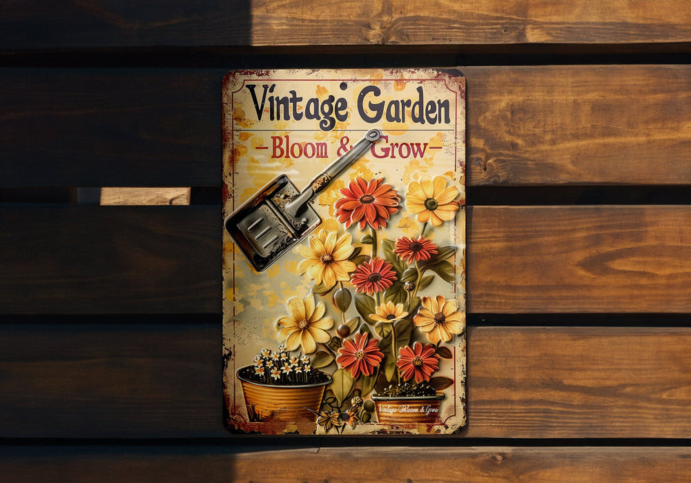 a vintage garden book on a wooden bench