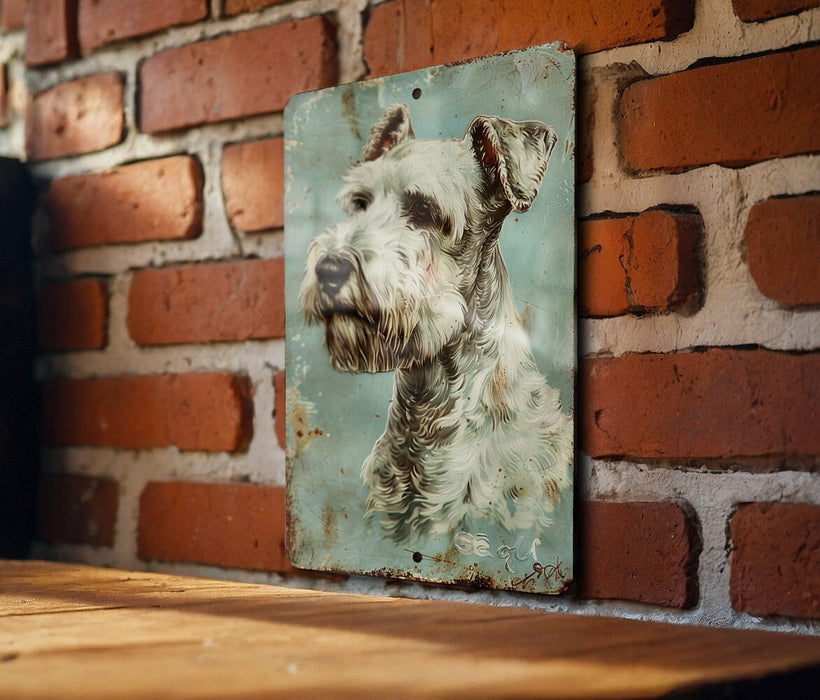 a painting of a dog on a brick wall