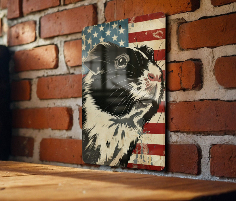 a picture of a black and white animal on a brick wall