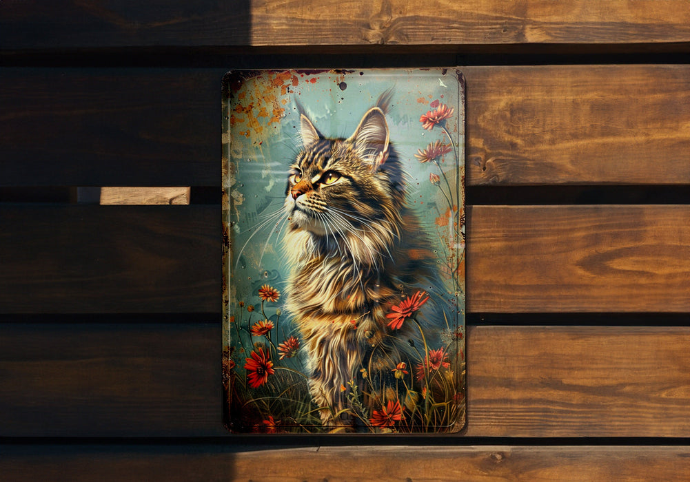 a picture of a cat on a wooden bench