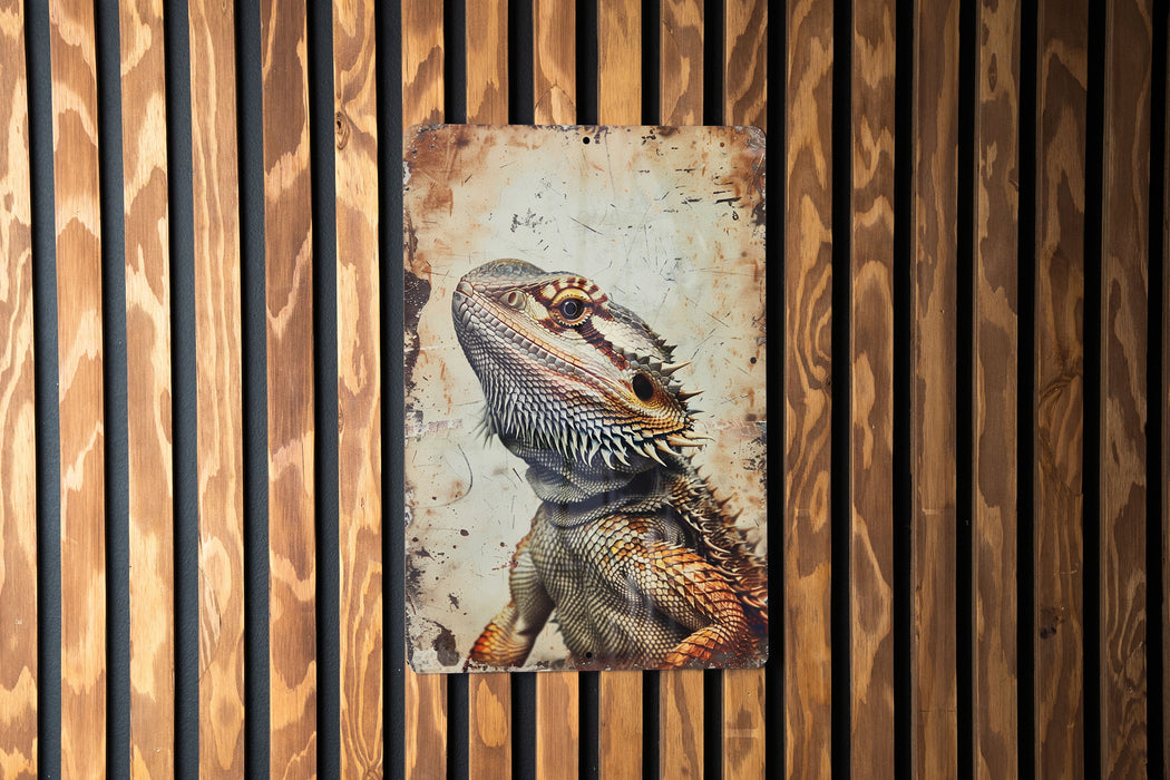a picture of a lizard on a wooden wall