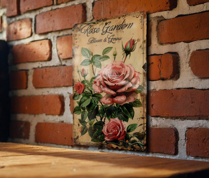 a picture of roses on a brick wall