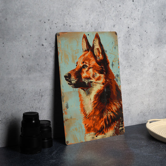 a painting of a dog is on a table