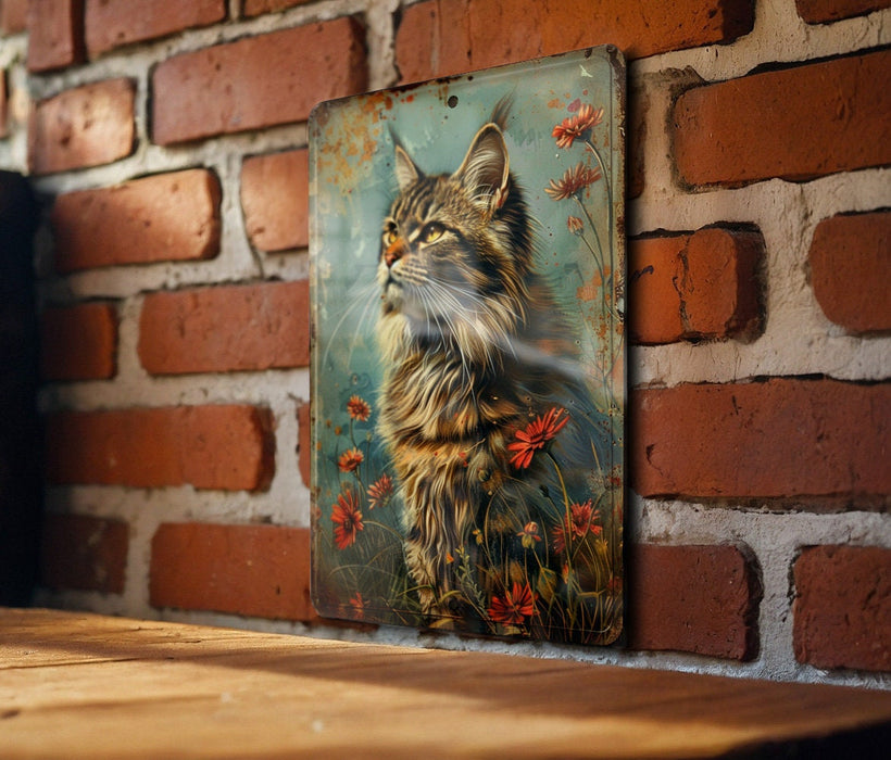 a picture of a cat on a brick wall