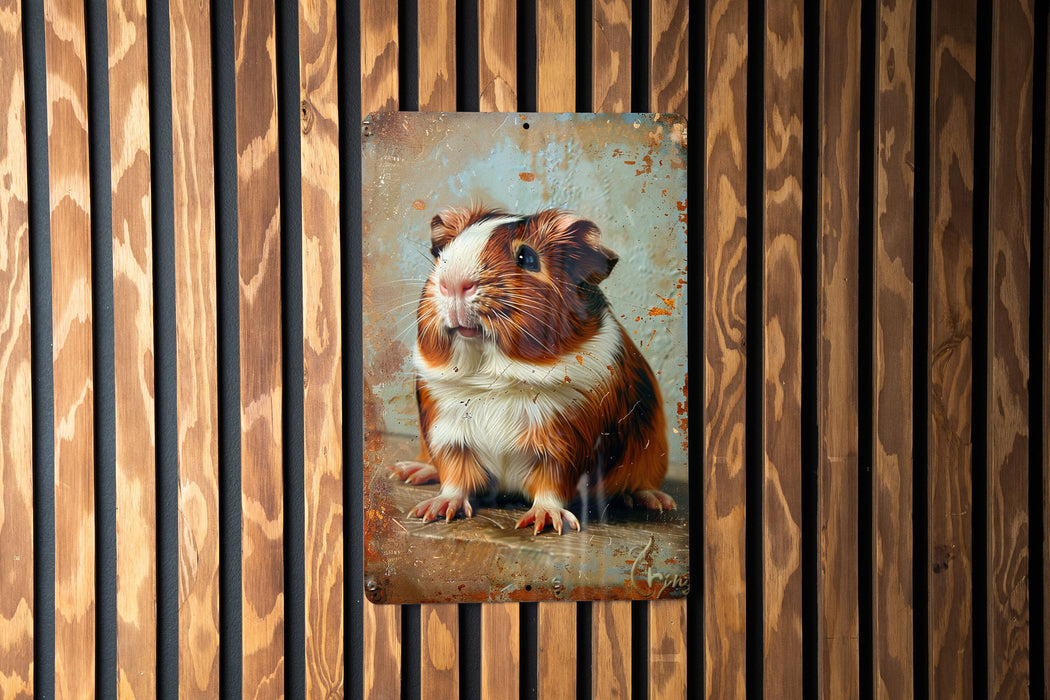 a painting of a guinea pig on a wooden wall