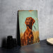 a painting of a dog sitting on a table