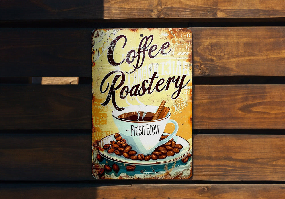 a sign that reads coffee roastery on it