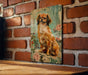 a painting of a dog on a brick wall