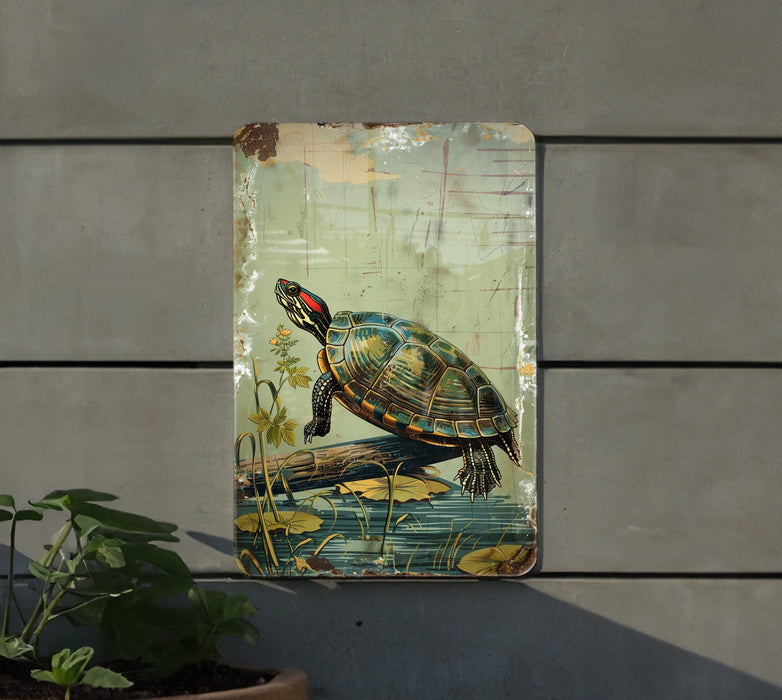 a painting of a turtle on a wall