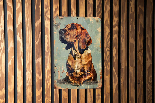 a picture of a dog on a wooden wall