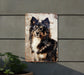 a picture of a dog hanging on a wall