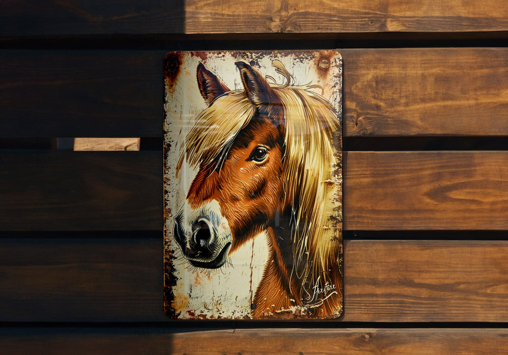 a picture of a horse on a wooden wall