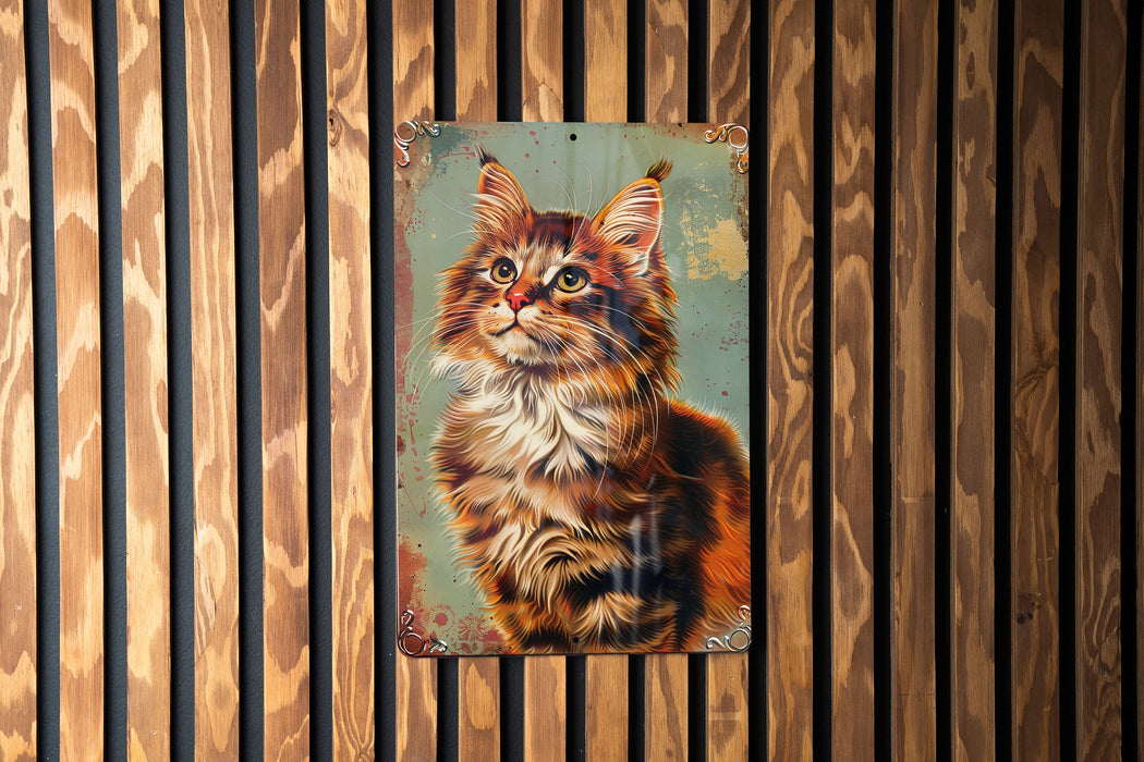 a painting of a cat on a wooden wall