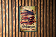 a sign on a wooden wall that says delicativeen fresh and tasty