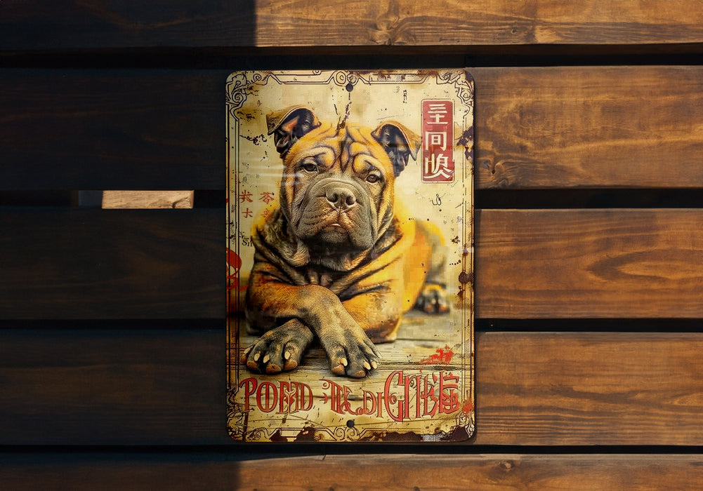 a picture of a dog on a wooden wall