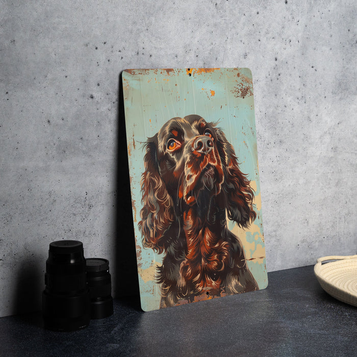a painting of a dog on a table