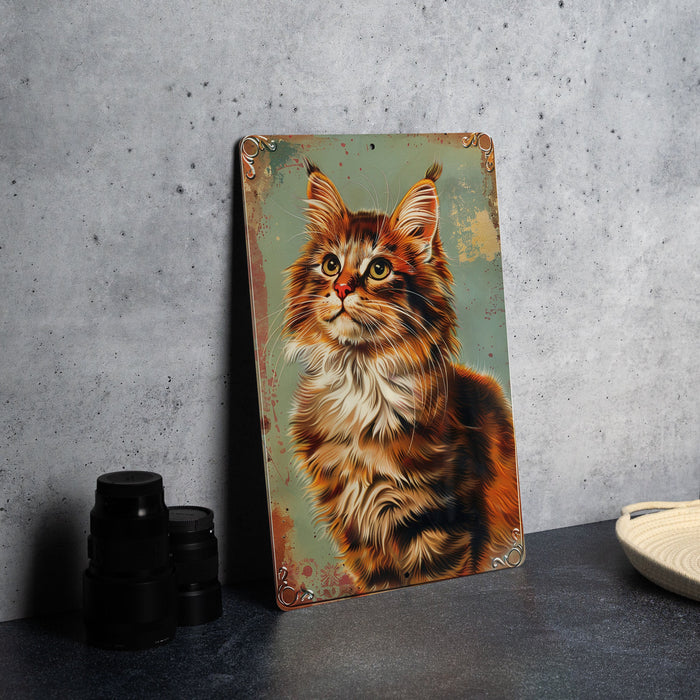 a painting of a cat on a table