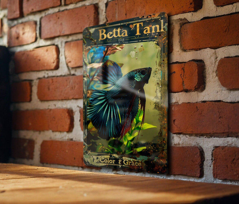 a picture of a betta tam on a brick wall