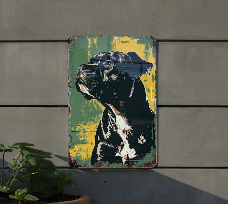 a painting of a dog on a wall