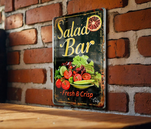 a sign on a brick wall that says salad bar
