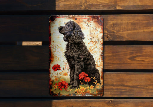 a black dog sitting on top of a wooden bench