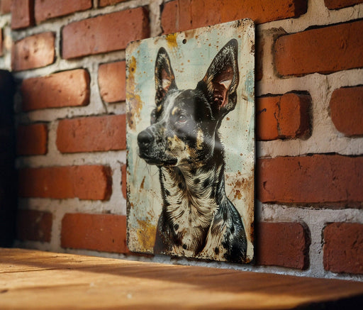 a painting of a dog on a brick wall