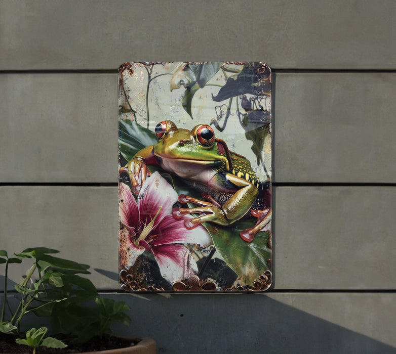 a painting of a frog on a wall