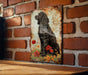 a painting of a dog on a brick wall