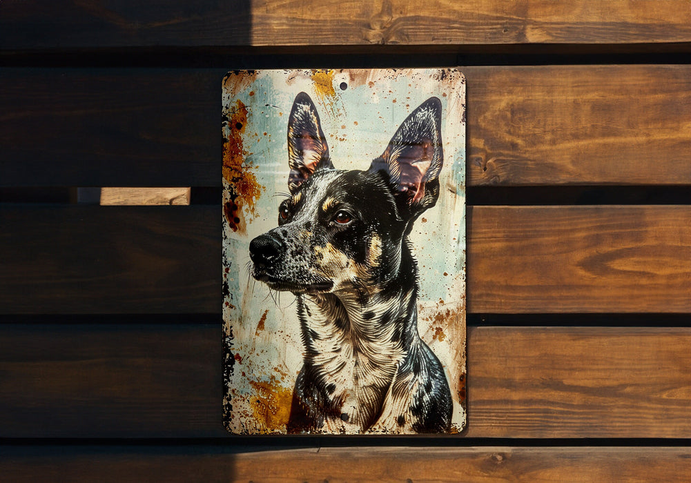 a painting of a dog on a wooden wall