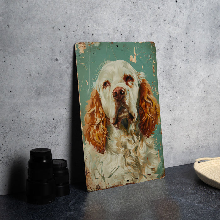 a painting of a dog is on a table