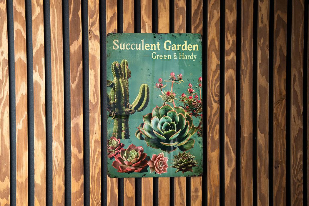 a picture of a book about succulent garden on a wooden wall