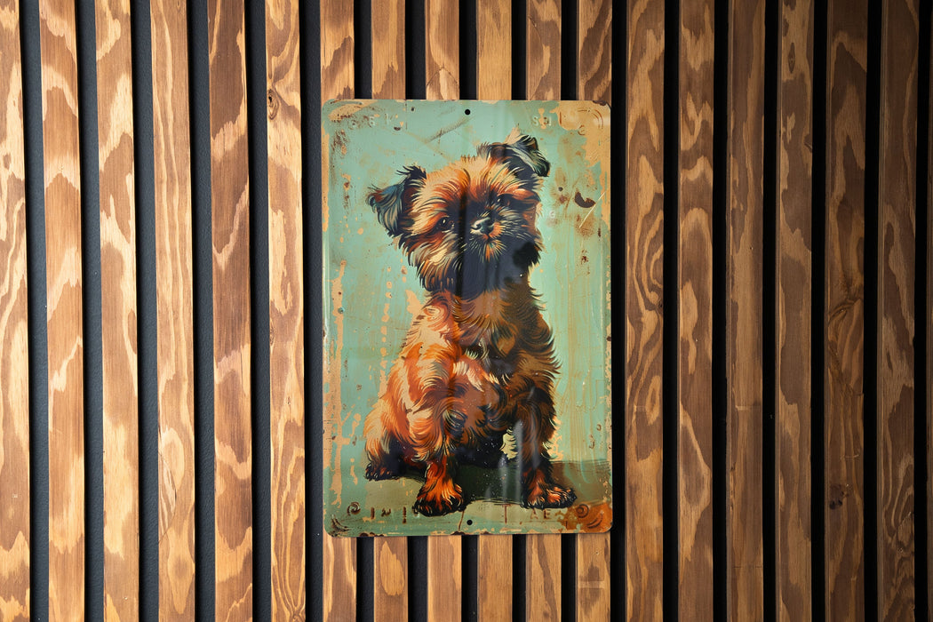 a picture of a dog on a wooden wall