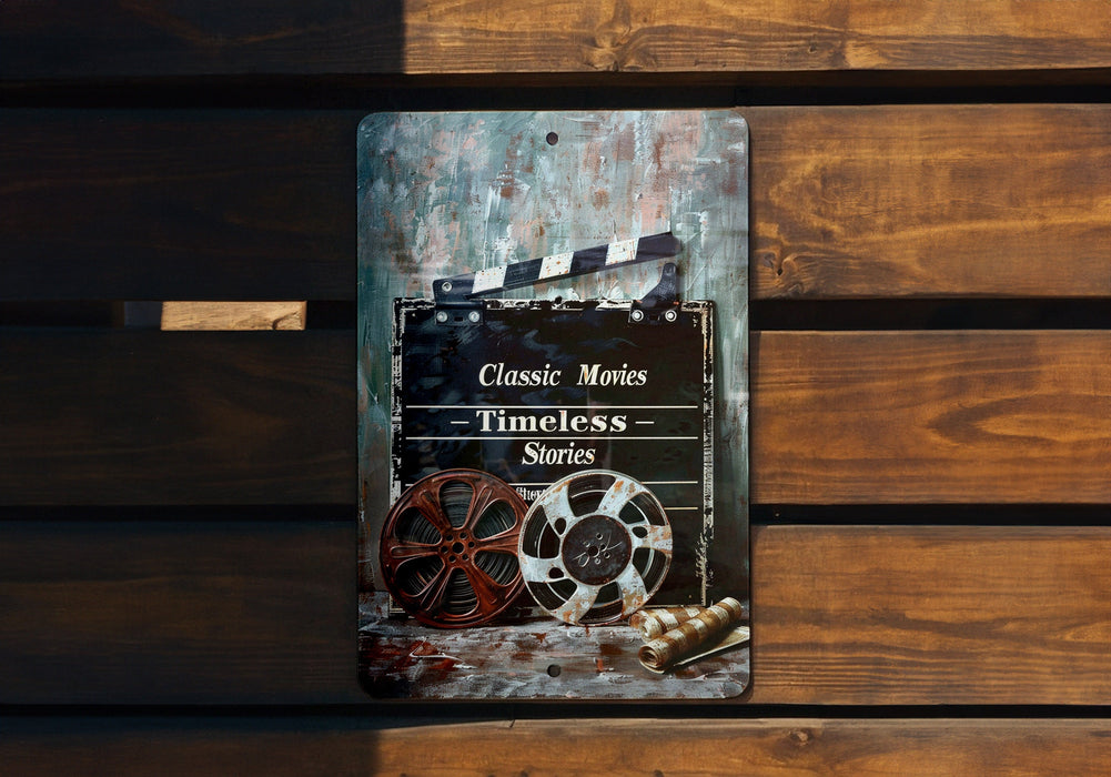 a movie poster on a wooden wall
