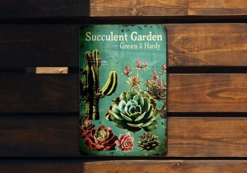 a green book with a picture of a succulent garden on it