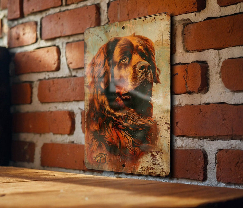 a picture of a dog on a brick wall