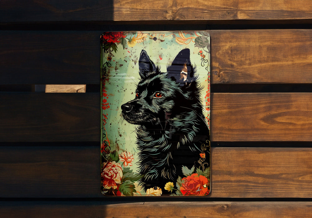 a picture of a black dog on a green background