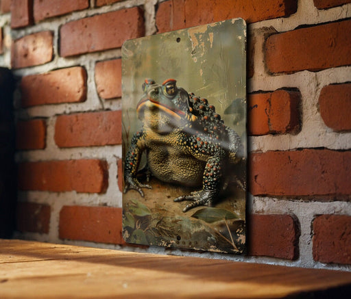 a picture of a frog on a brick wall